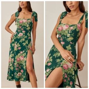 Reformation Twilight Dress Green Floral